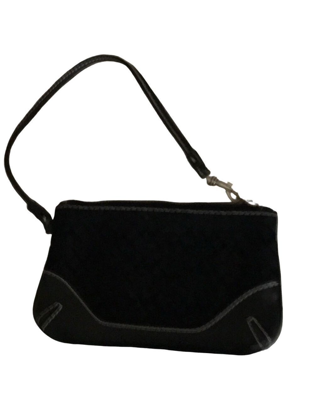 Coach Black Wristlet with White Stitching